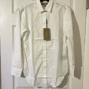 Burberry Women’s Size 8 White Button Up Long Sleeve Collar Ladies Uniform Shirt